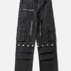 trendy multi pocket jeans straight leg urban appeal 3128