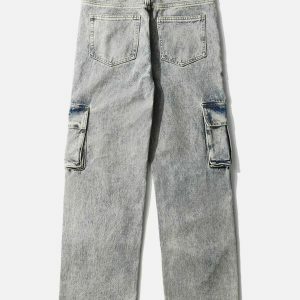 trendy multi pocket jeans straight leg urban appeal 5099