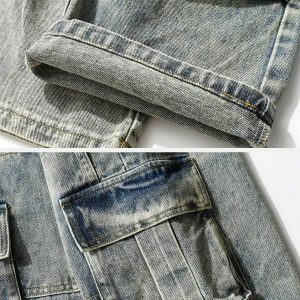 trendy multi pocket jeans straight leg urban appeal 6089
