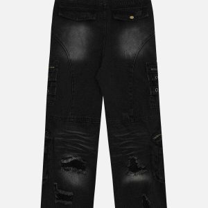 trendy multi pocket jeans straight leg urban appeal 6757