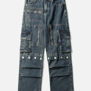 trendy multi pocket jeans straight leg urban appeal 7783