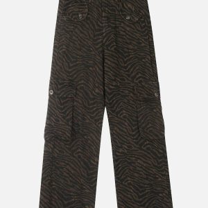 trendy multi pocket leopard jeans urban chic appeal 8631