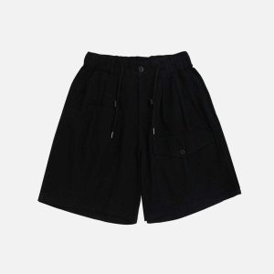 trendy multi pocket shorts dynamic drawstring design 3745