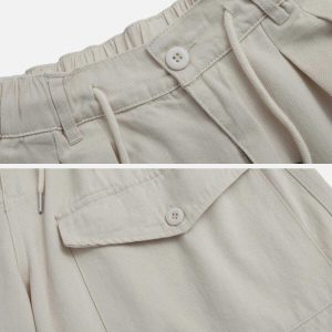 trendy multi pocket shorts dynamic drawstring design 6418