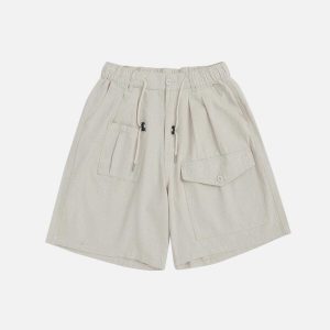 trendy multi pocket shorts dynamic drawstring design 8316