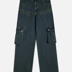 trendy multi 3d pocket jeans   sleek straight leg fit 6332