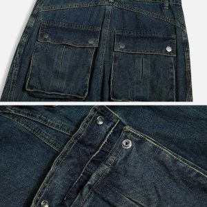 trendy multi 3d pocket jeans   sleek straight leg fit 8143