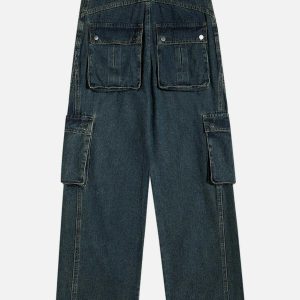 trendy multi 3d pocket jeans   sleek straight leg fit 8572