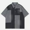 trendy patchwork denim shirts youthful short sleeve design 8757
