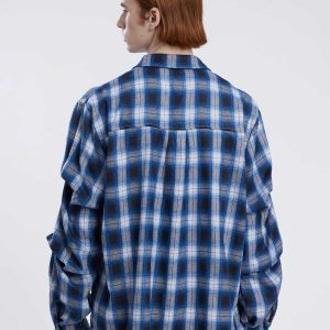 trendy plaid long sleeve shirts   youthful urban appeal 1726
