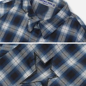 trendy plaid long sleeve shirts   youthful urban appeal 7509