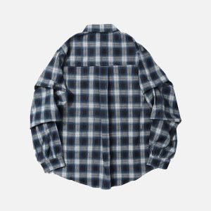 trendy plaid long sleeve shirts   youthful urban appeal 8358