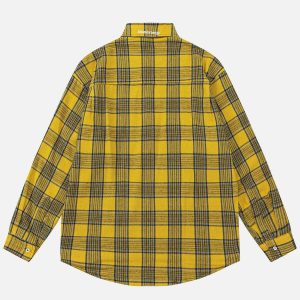 trendy plaid reversible shirt   chic & versatile streetwear 7132