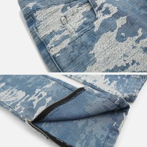 trendy slit wash jeans dynamic & youthful style 4531