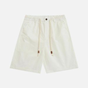 trendy solid cargo shorts with drawstring   urban chic 4382