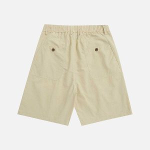 trendy solid cargo shorts with drawstring   urban chic 4462