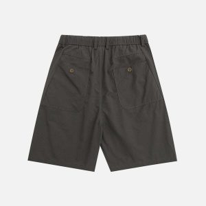 trendy solid cargo shorts with drawstring   urban chic 7302
