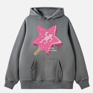 trendy star ice cream hoodie   youthful & urban style 8801