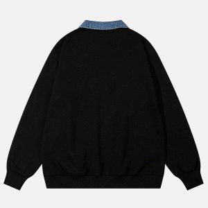 trendy star print polo sweatshirt   urban chic appeal 2876