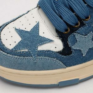 trendy starry denim skate shoes   urban all match design 3565