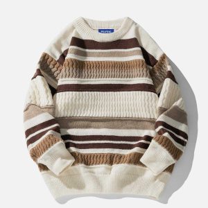 trendy stripe color block sweater   urban chic appeal 4159