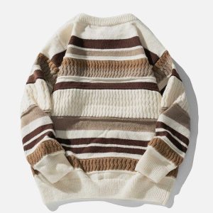 trendy stripe color block sweater   urban chic appeal 8833