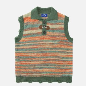 trendy stripe distressed vest youthful urban appeal 2053