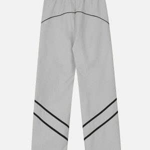 trendy stripe embroidery sweatpants with drawstring fit 2000