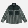 trendy stripe patchwork shirt   youthful urban appeal 6505