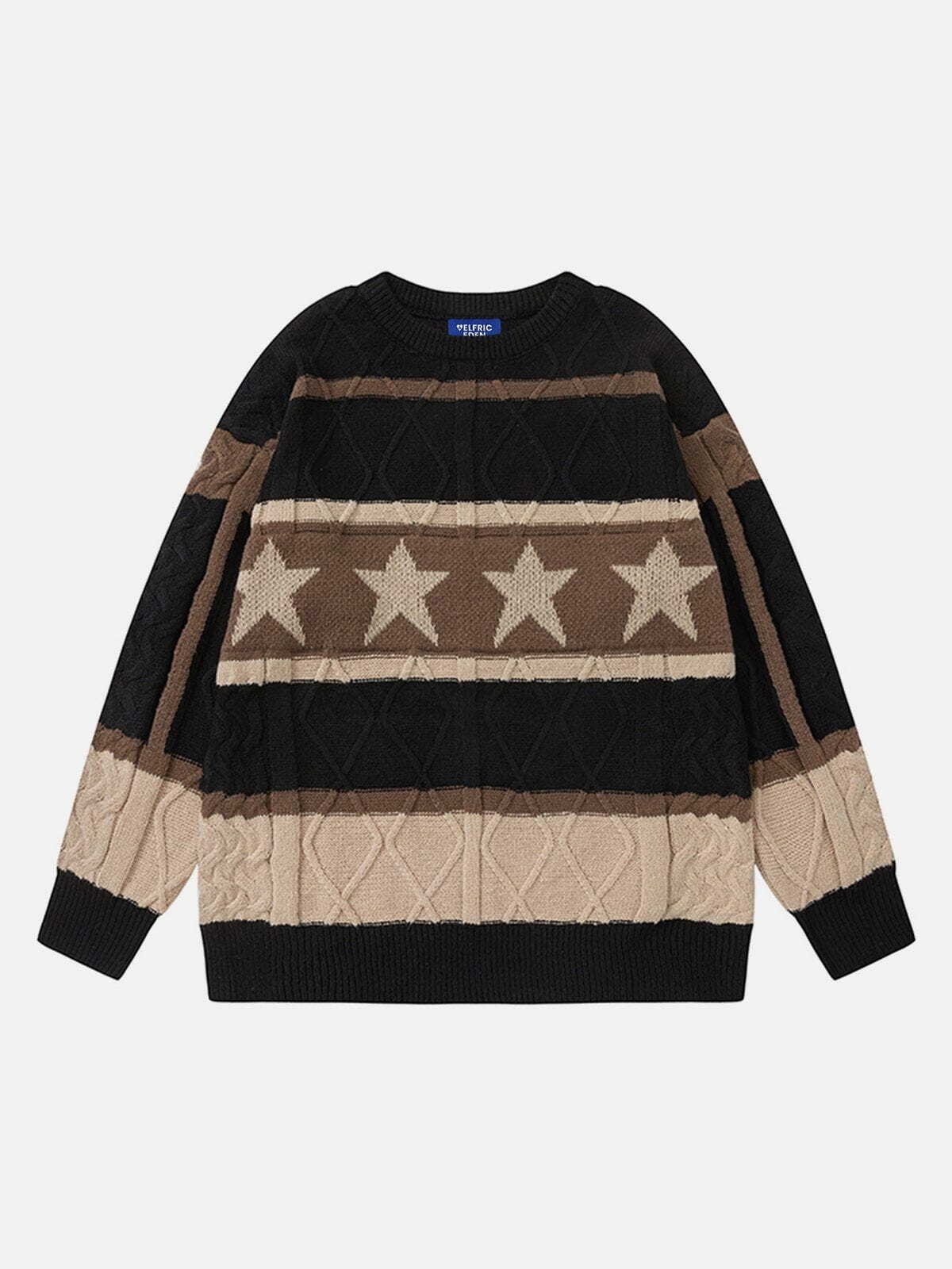 trendy stripe star sweater twist   chic urban appeal 7471
