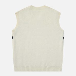 trendy striped patchwork vest   preppy & youthful style 8686