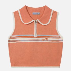 trendy striped polo tank top   chic & youthful appeal 7667