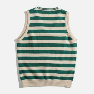 trendy striped sweater vest color block urban appeal 1857