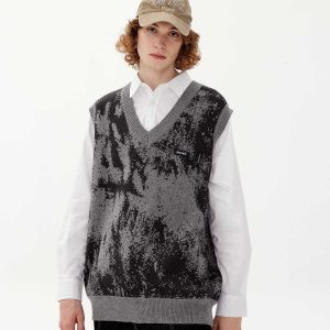 trendy tie dye sweater vest eclectic & youthful style 4656
