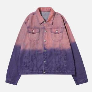 trendy tie dye denim jacket gradient & youthful appeal 1339