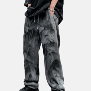 trendy tie dye sweatpants with bold letter print 1379