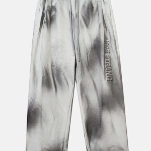 trendy tie dye sweatpants with bold letter print 3202