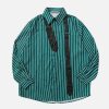 trendy tie striped shirt youthful long sleeve design 6615