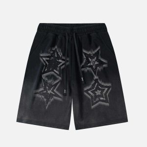trendy washed star shorts   gradient urban appeal 2824