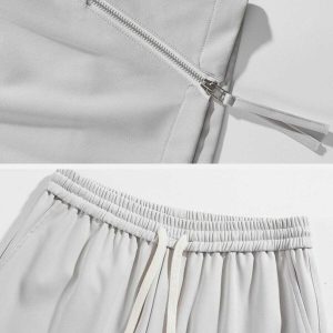 trendy zip up drawstring shorts youthful urban appeal 1930