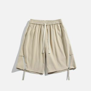 trendy zip up drawstring shorts youthful urban appeal 6649