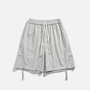 trendy zip up drawstring shorts youthful urban appeal 7205