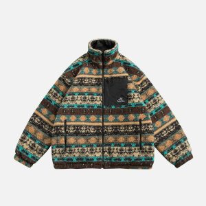 tribal pattern coat vintage winter style iconic & warm 3121