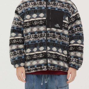 tribal pattern coat vintage winter style iconic & warm 8860