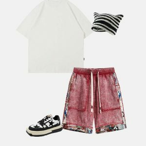 tribe culture washed jorts   edgy & youthful streetwear 7379