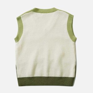 tricolor stitched stripe vest   youthful & dynamic style 4201
