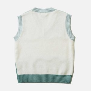 tricolor stitched stripe vest   youthful & dynamic style 7426