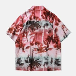 tropical coconut tree print shirt   youthful & vibrant style 7016