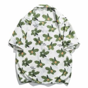 tropical pineapple leaves shirt youthful short sleeve design 8373