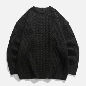 twist crew neck sweater dynamic & youthful style 1590